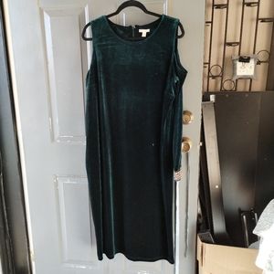 Dark Green Cato Cold Shoulder Velour Dress sz 18/20W